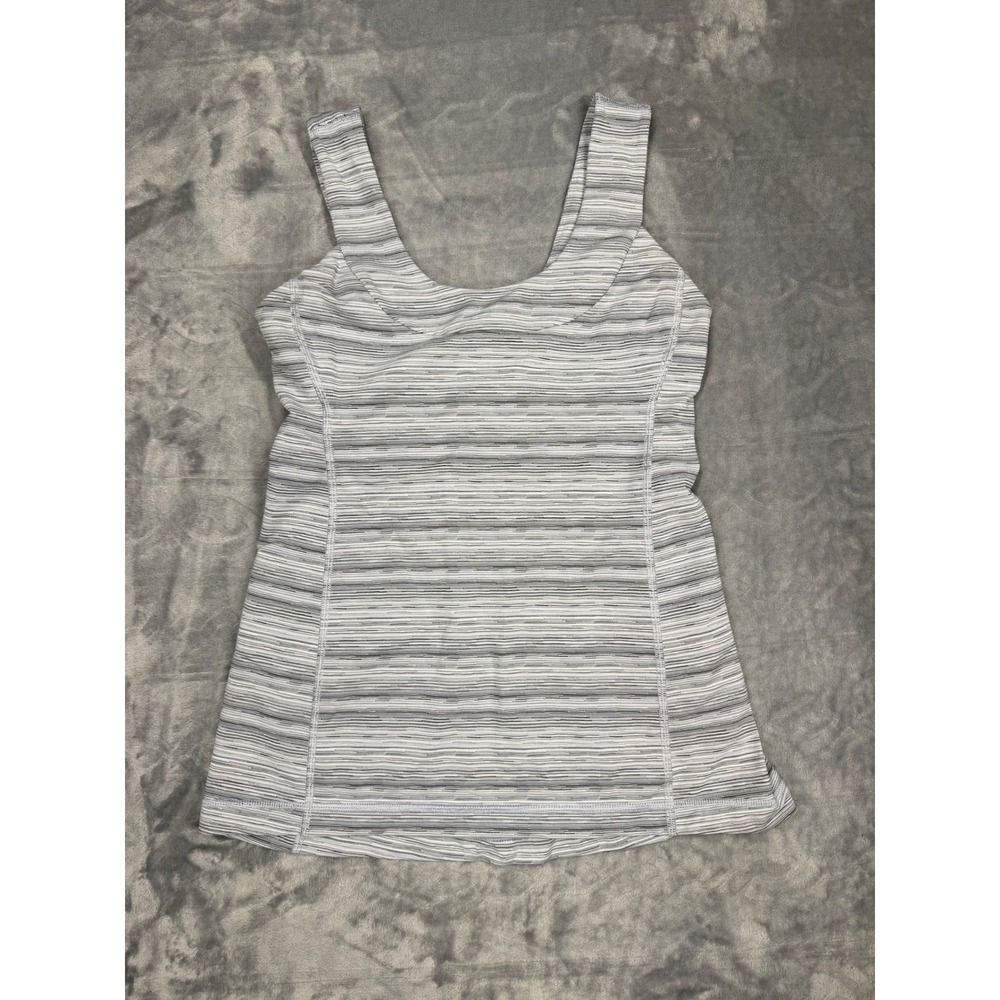 Lululemon Grey Space Dye Striped Tank Top with Built-in Shelf Bra Size 6